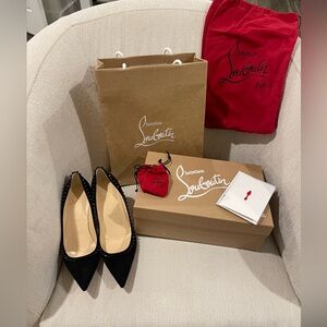 Christian Louboutin Black Suede Studded Heels Size 37